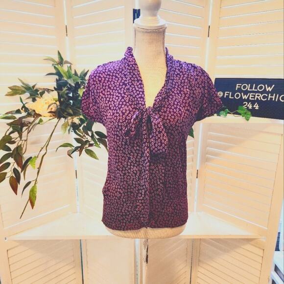 Diane Von Furstenberg Tops - DIANE VON FURSTENBERG WESLEY SILK LIP BLOUSE SIZE SMALL